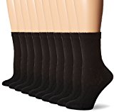 Hanes Women's Crew Sock, Black, 9-11(Shoe 5-9) (Pack of 10)